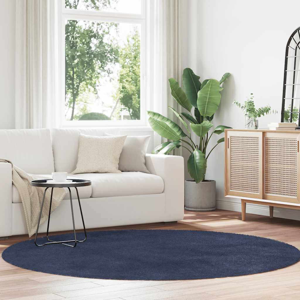 Shaggy Rug High Pile NAVARRA Navy 200x200 cm Polyester