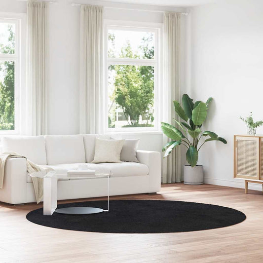 Shaggy Rug High Pile NAVARRA Black 240x240 cm Polyester