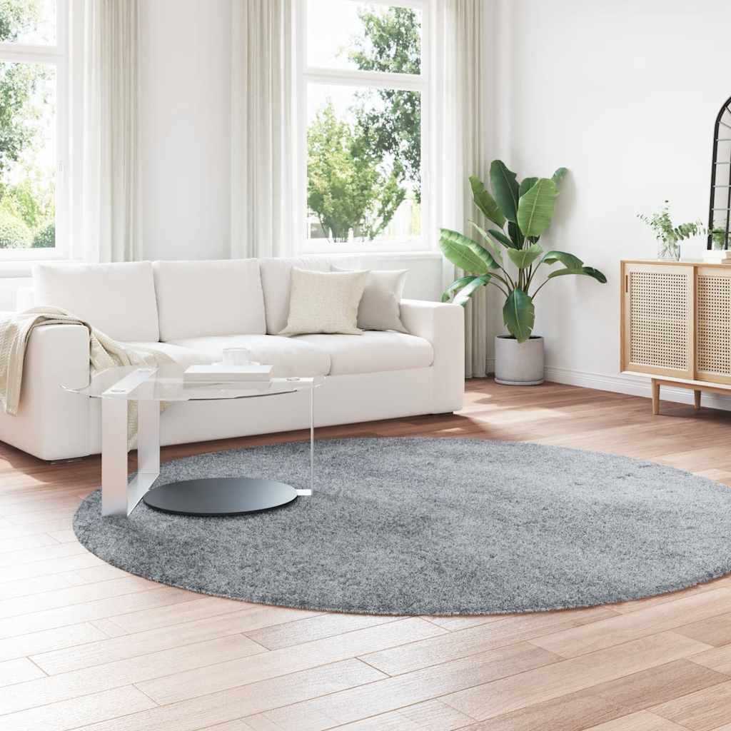 Shaggy Rug High Pile NAVARRA Light Grey 240x240 cm Polyester