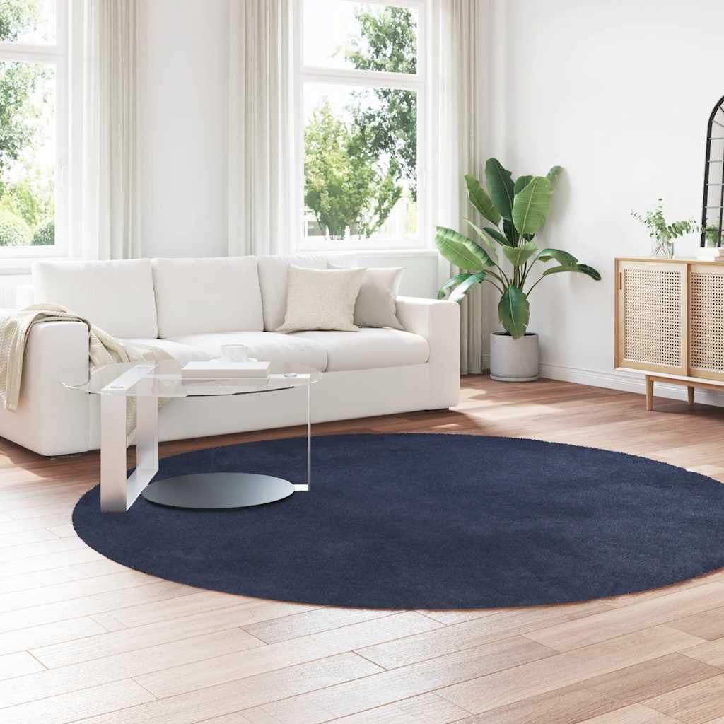 Shaggy Rug High Pile NAVARRA Navy 240x240 cm Polyester