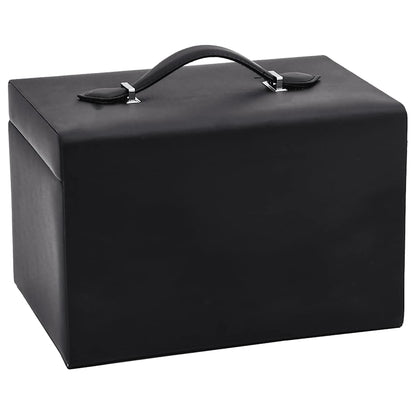 Jewellery Box 3-Layer with Mirror Lockable Black 26x18x17.5 cm