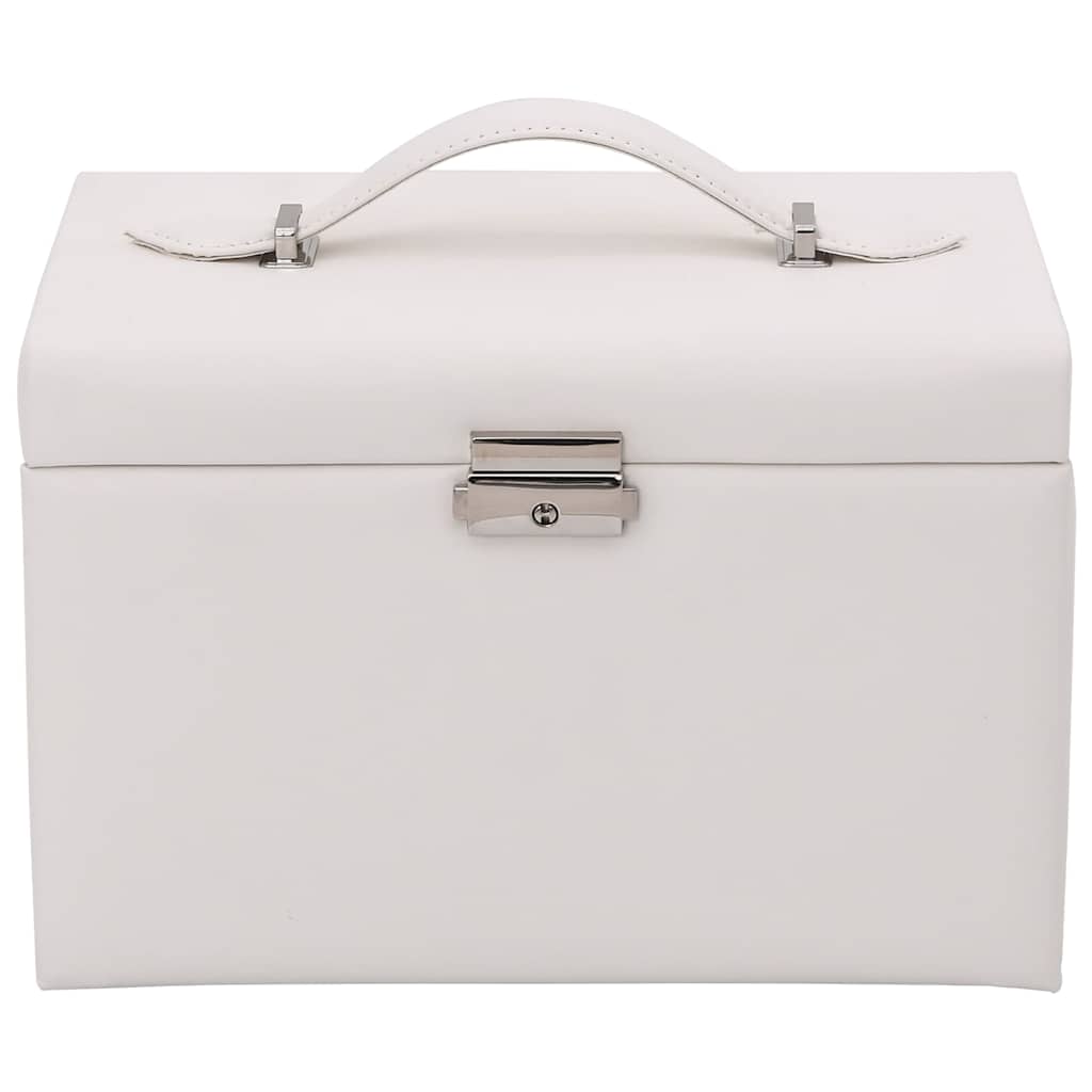 Jewellery Box 4-Layer with Mirror Lockable White 22.5x17.5x16.5 cm