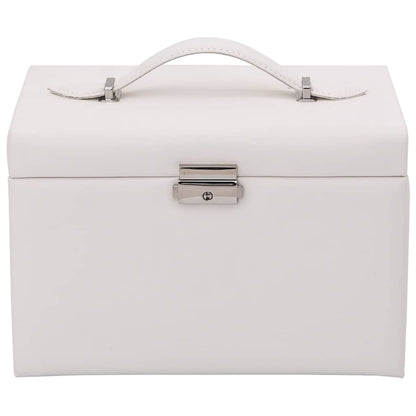 Jewellery Box 4-Layer with Mirror Lockable White 22.5x17.5x16.5 cm