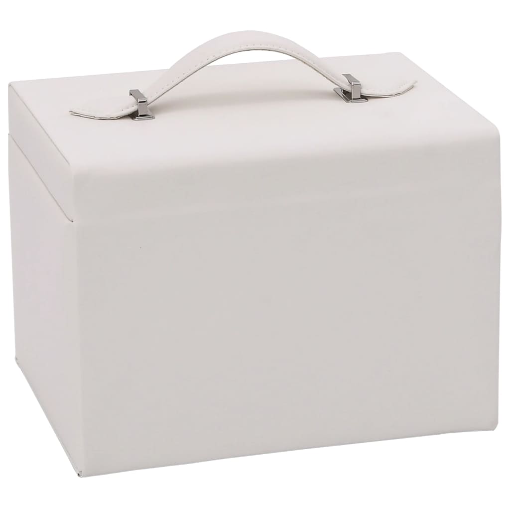 Jewellery Box 4-Layer with Mirror Lockable White 22.5x17.5x16.5 cm