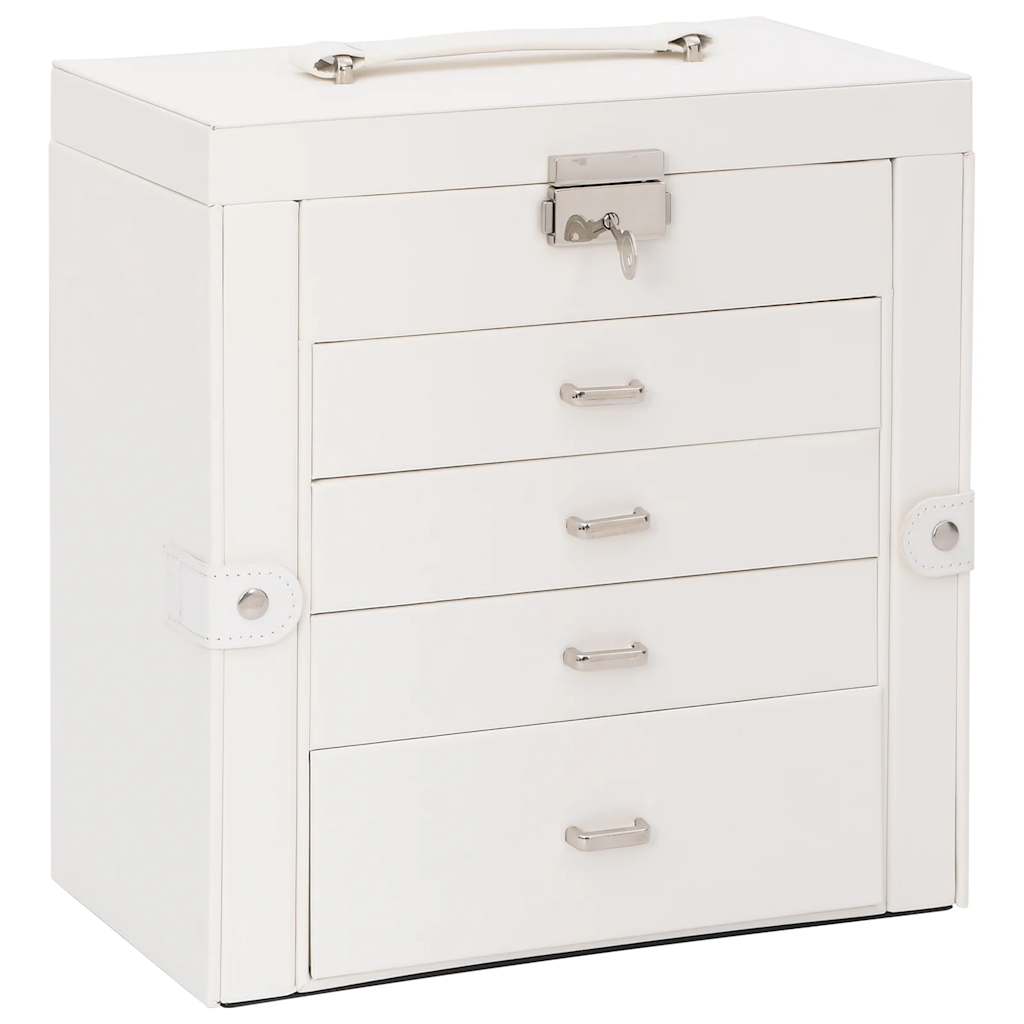 Jewellery Box 5-Layer with Mirror Lockable White