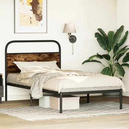 Bed Frame Without Mattress 100x190 cm Smoked Oak Engineered Wood