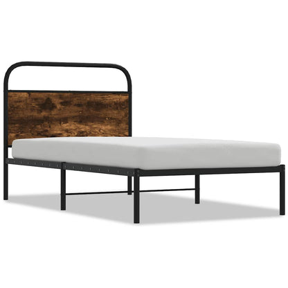 Bed Frame Without Mattress 107x203 cm Smoked Oak Engineered Wood