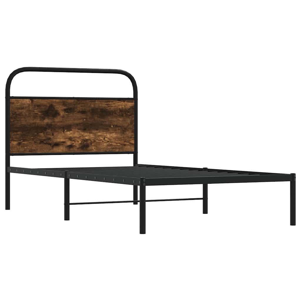 Bed Frame Without Mattress 107x203 cm Smoked Oak Engineered Wood