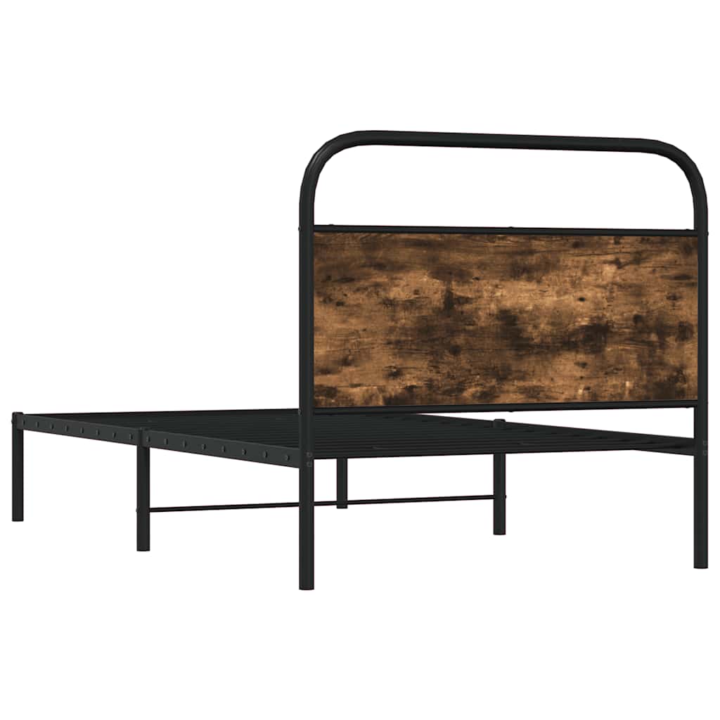 Bed Frame Without Mattress 107x203 cm Smoked Oak Engineered Wood