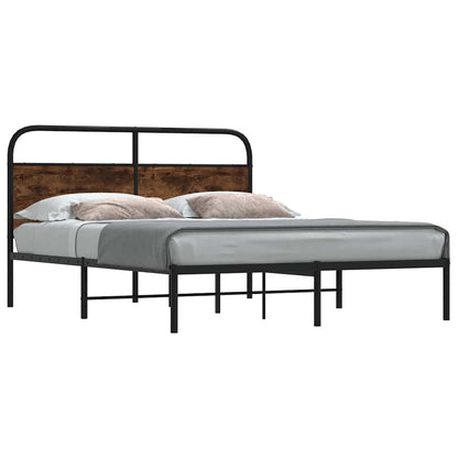 Bed Frame Without Mattress 150x200 cm King Size Smoked Oak Engineered Wood