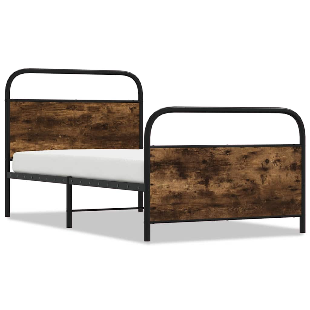 Bed Frame Without Mattress 100x200 cm Smoked Oak Engineered Wood