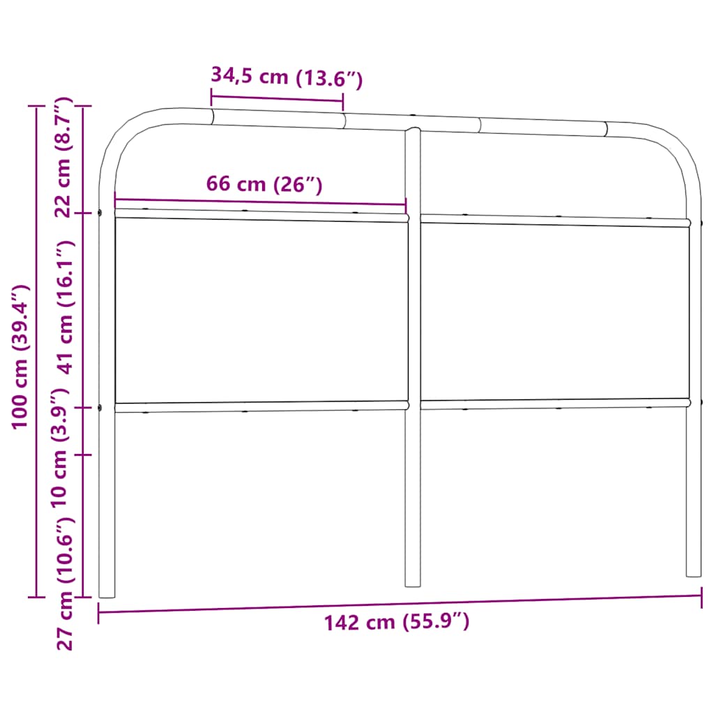 Replace Headboard Smoked Oak 135 cm Steel and Engineered Wood