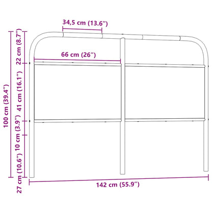 Replace Headboard Smoked Oak 135 cm Steel and Engineered Wood