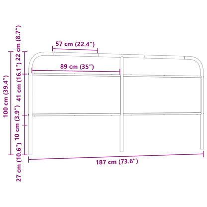 Replace Headboard Smoked Oak 180 cm Steel and Engineered Wood