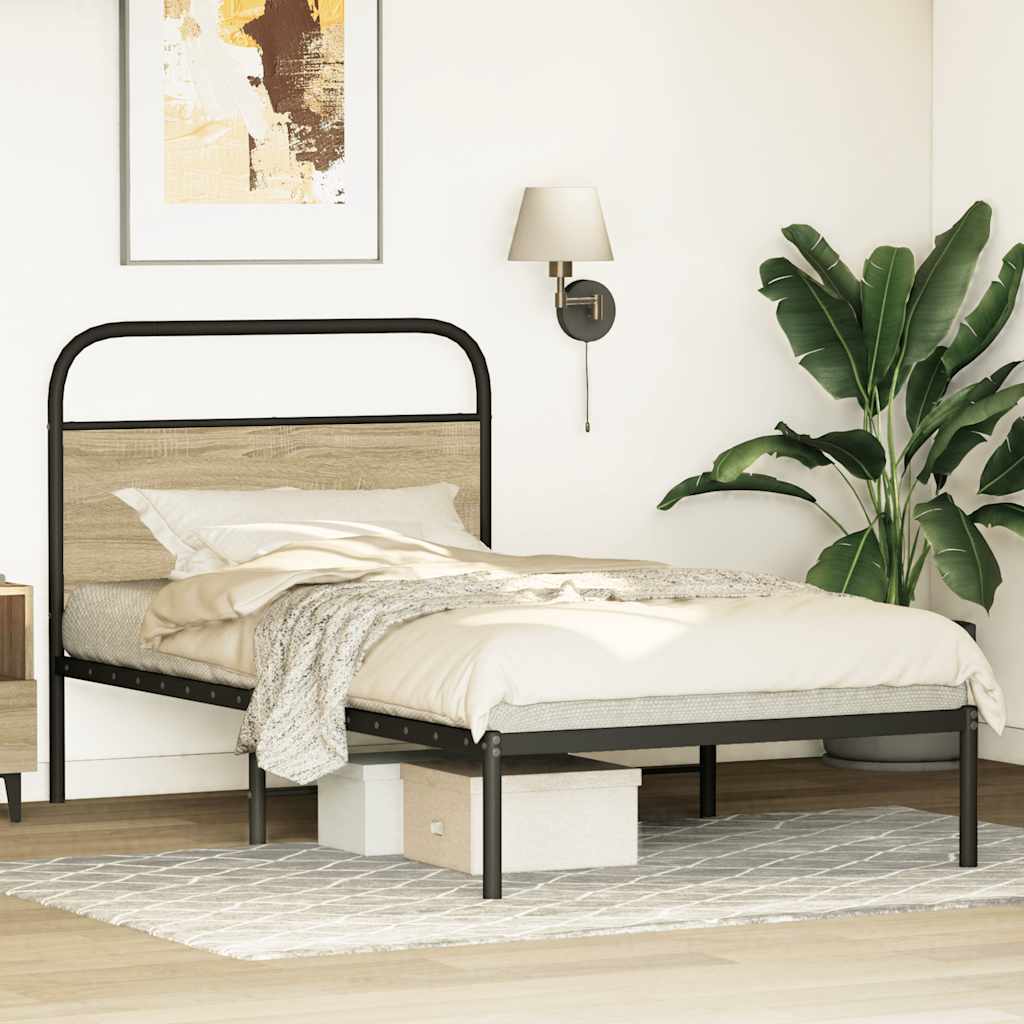 Bed Frame Without Mattress 90x200 cm Sonoma Oak Engineered Wood