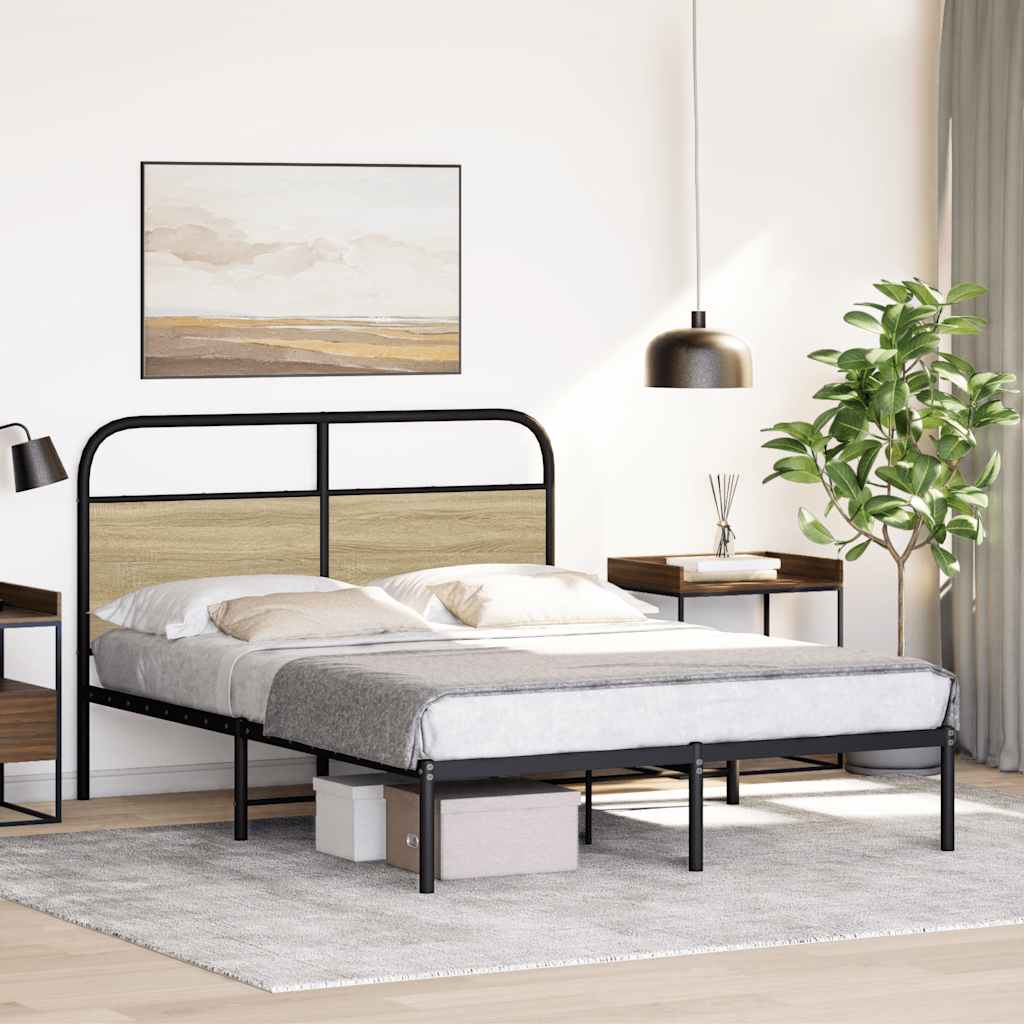 Bed Frame Without Mattress 140x190 cm Sonoma Oak Engineered Wood