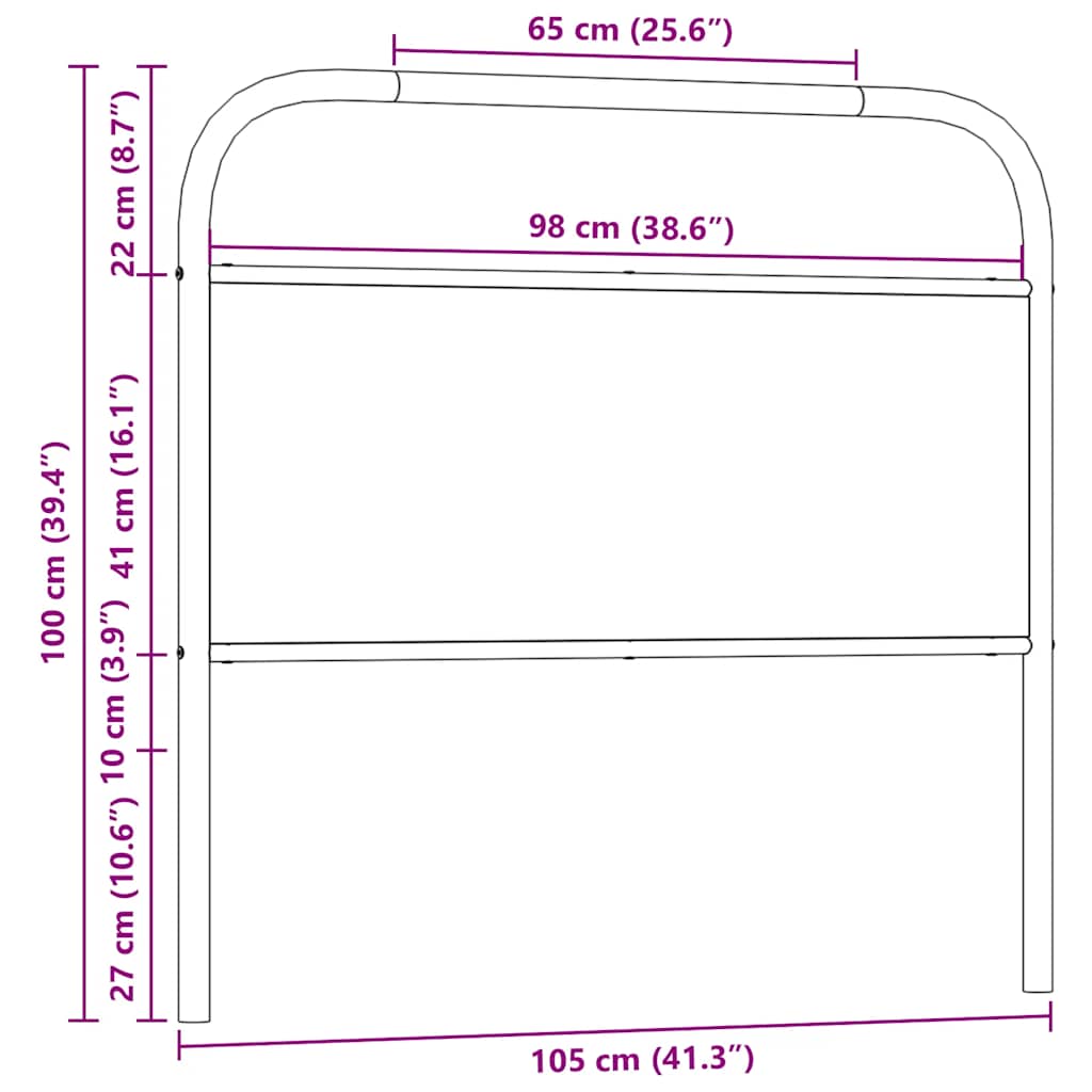 Replace Headboard Sonoma Oak 100 cm Steel and Engineered Wood