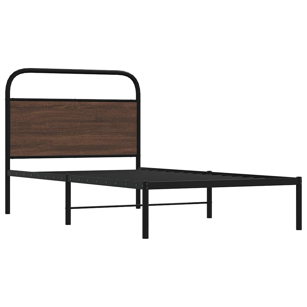 Bed Frame Without Mattress 100x190 cm Brown Oak Engineered Wood