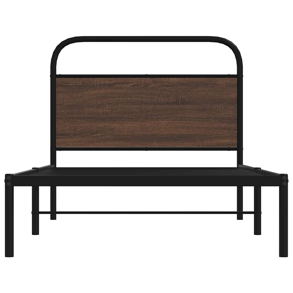 Bed Frame Without Mattress 100x190 cm Brown Oak Engineered Wood