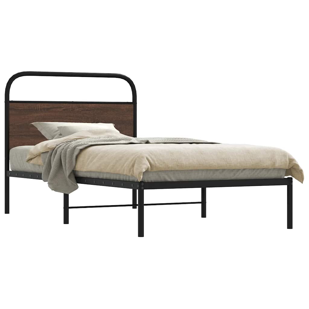 Bed Frame Without Mattress 100x190 cm Brown Oak Engineered Wood