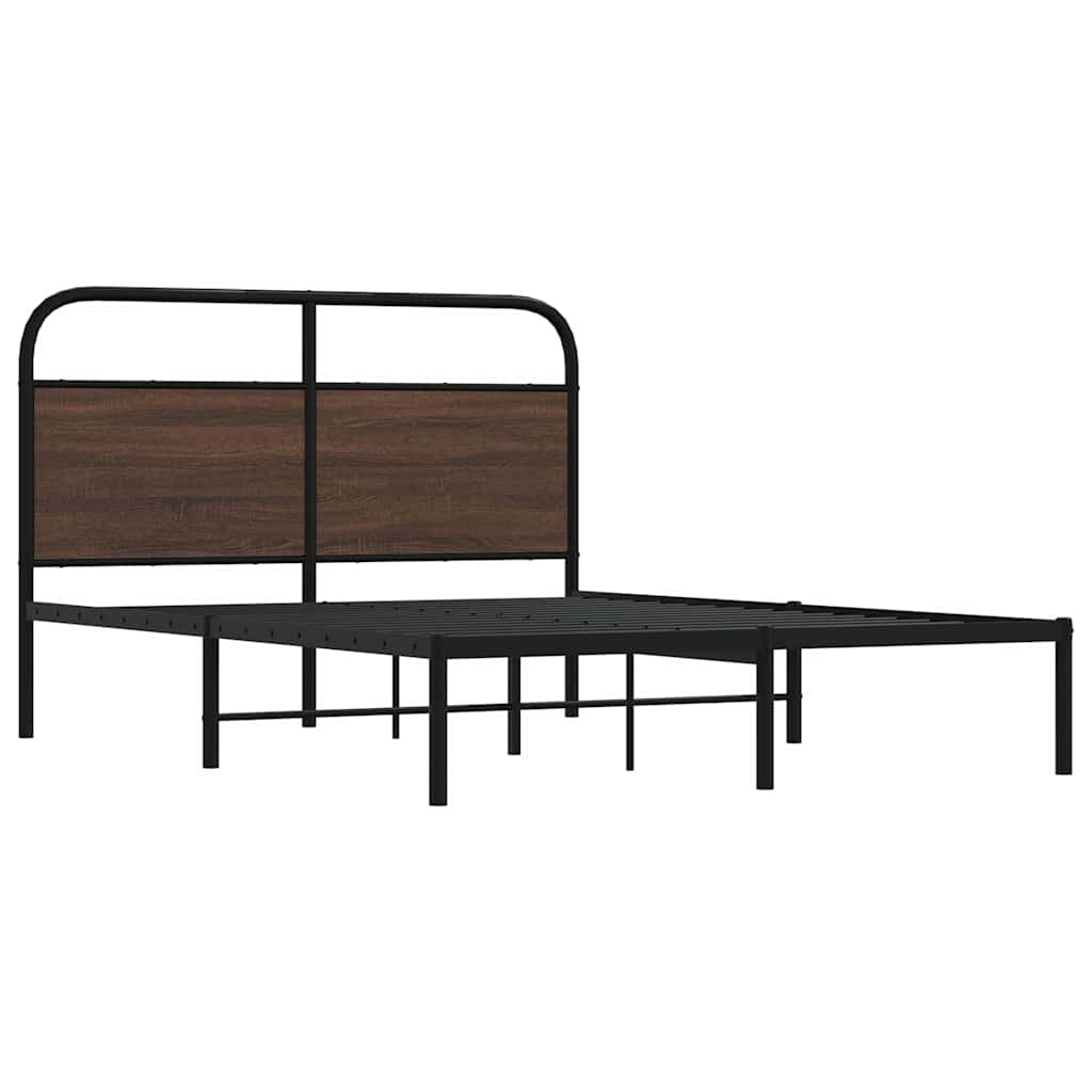 Bed Frame Without Mattress 140x190 cm Brown Oak Engineered Wood