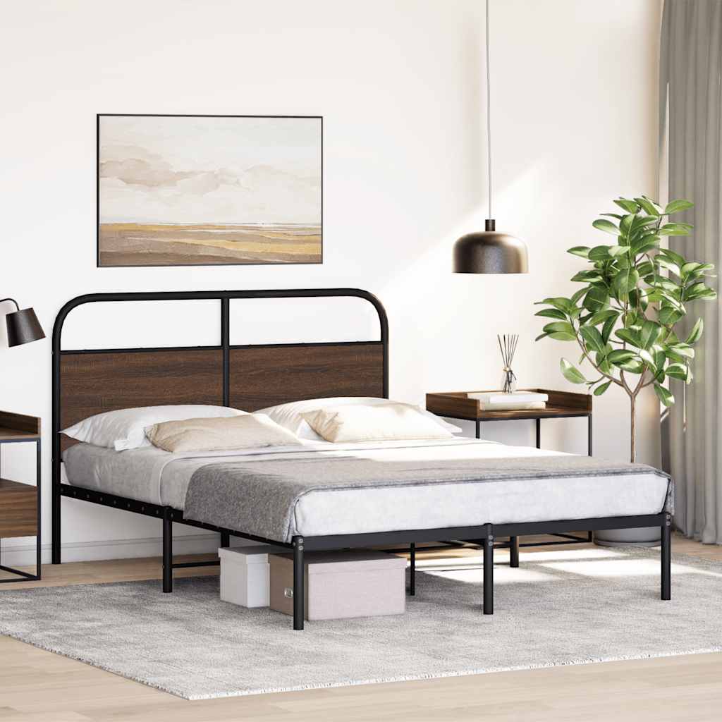 Bed Frame Without Mattress 140x190 cm Brown Oak Engineered Wood