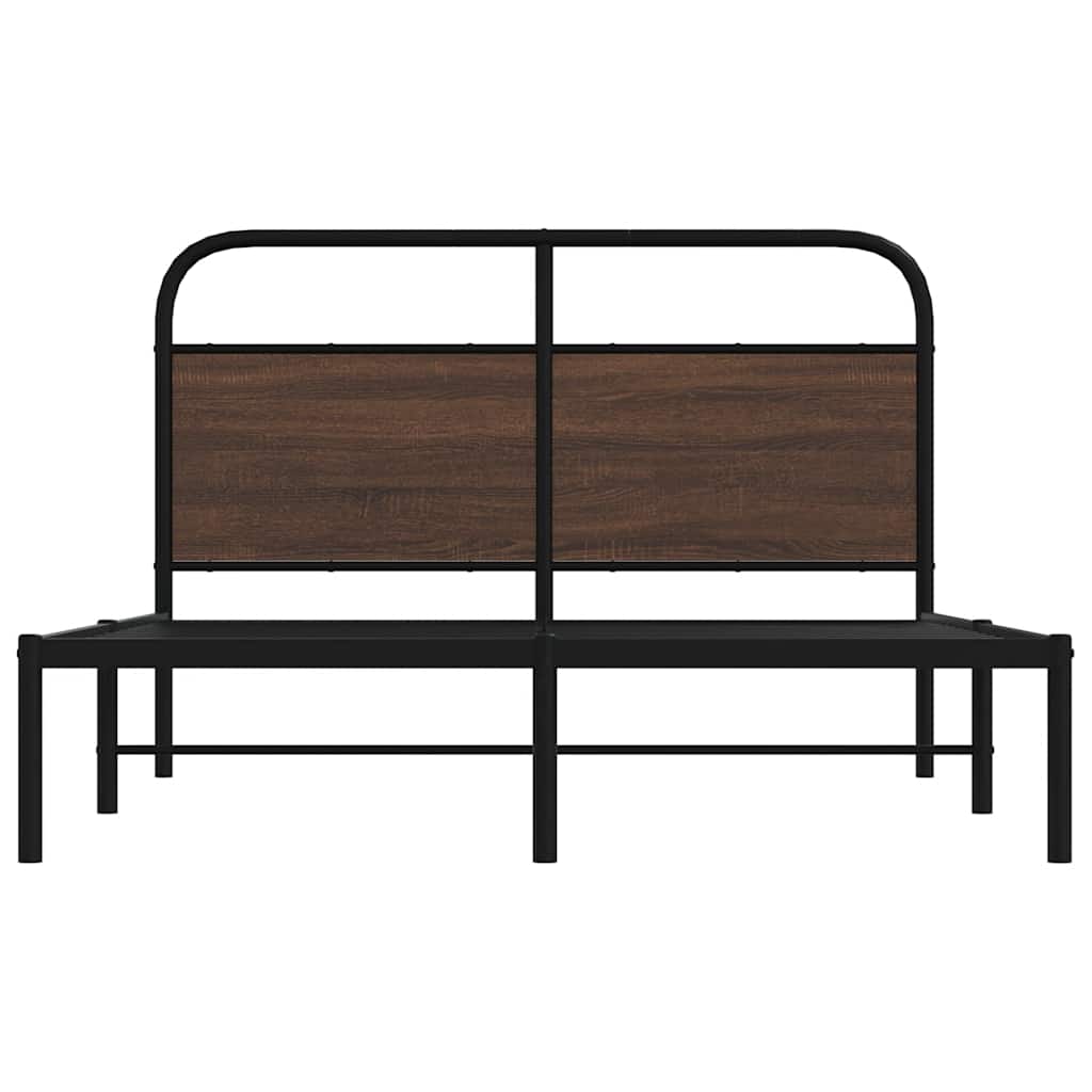 Bed Frame Without Mattress 140x190 cm Brown Oak Engineered Wood