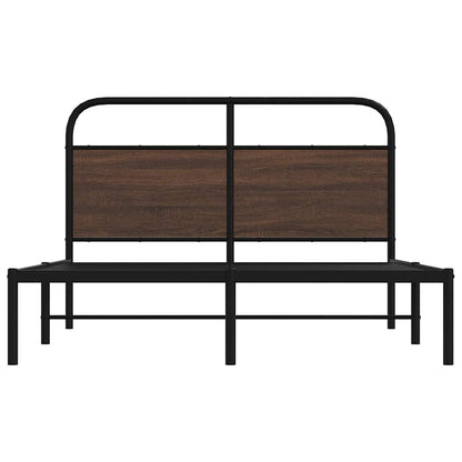 Bed Frame Without Mattress 140x190 cm Brown Oak Engineered Wood