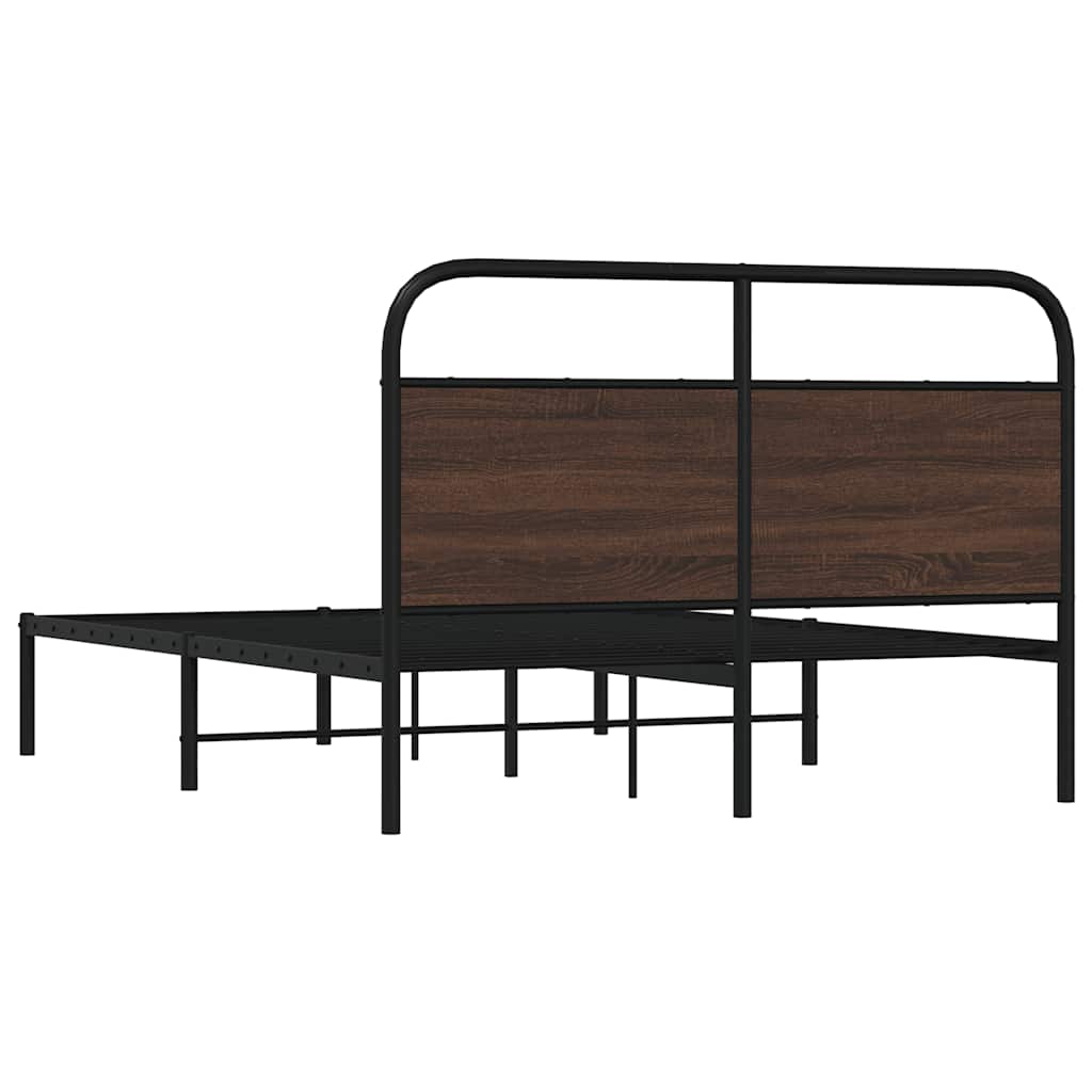Bed Frame Without Mattress 140x190 cm Brown Oak Engineered Wood