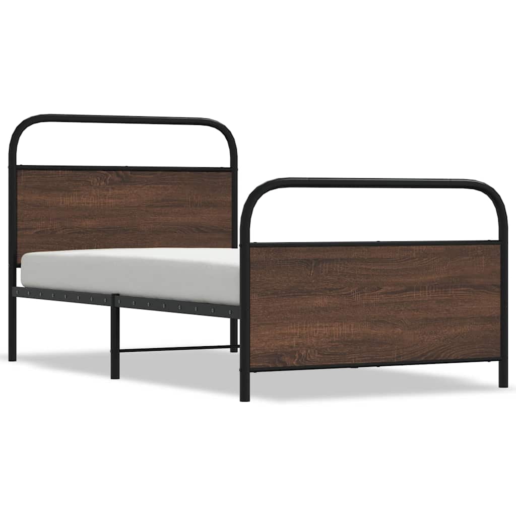 Bed Frame Without Mattress 90x200 cm Brown Oak Engineered Wood
