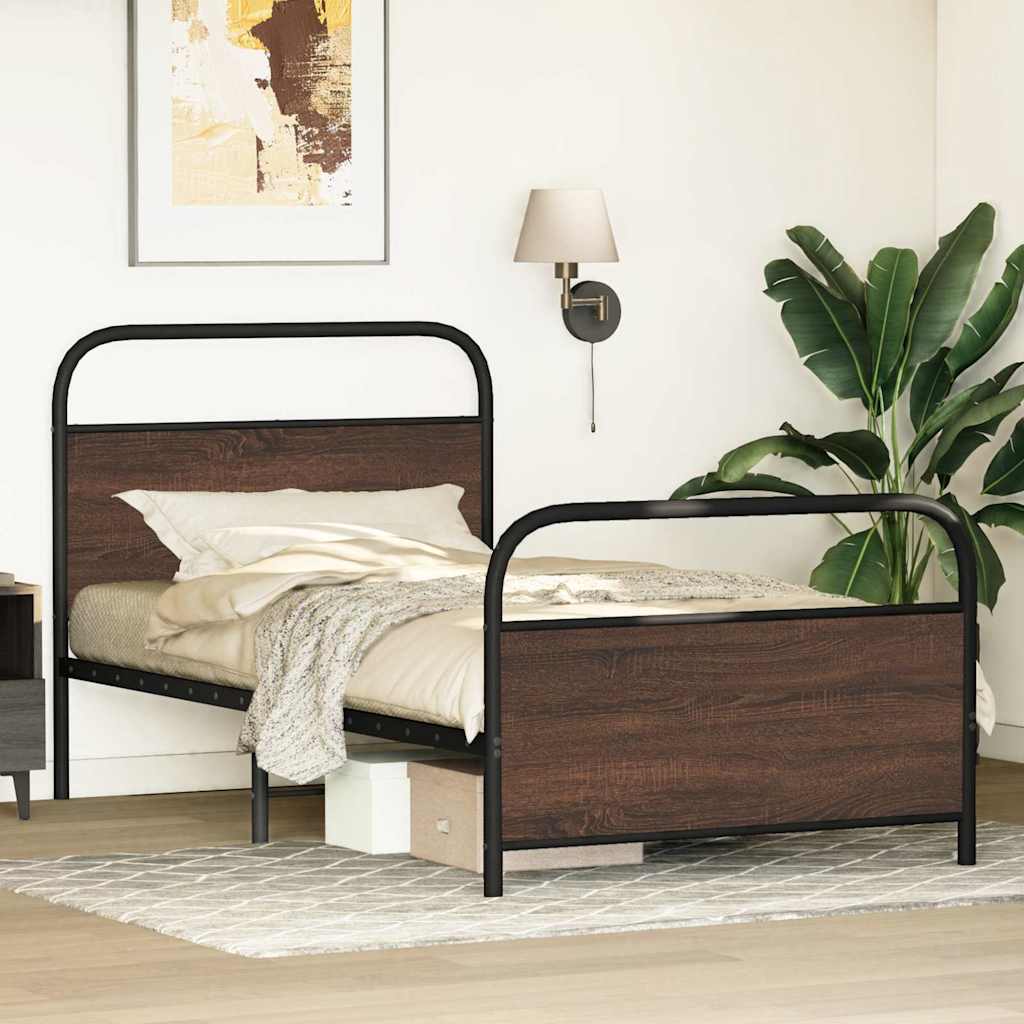 Bed Frame Without Mattress 90x200 cm Brown Oak Engineered Wood