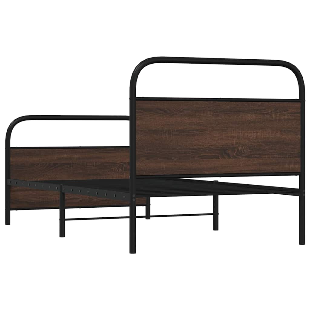Bed Frame Without Mattress 90x200 cm Brown Oak Engineered Wood