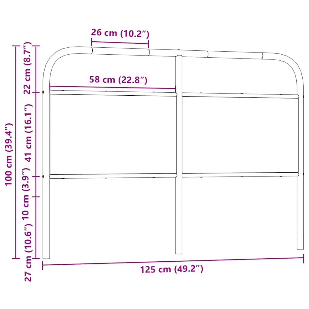 Replace Headboard Brown Oak 120 cm Steel and Engineered Wood