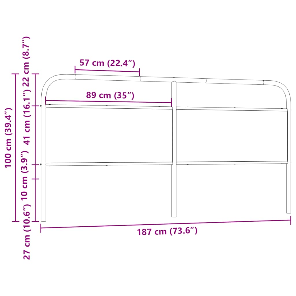 Replace Headboard Brown Oak 180 cm Steel and Engineered Wood