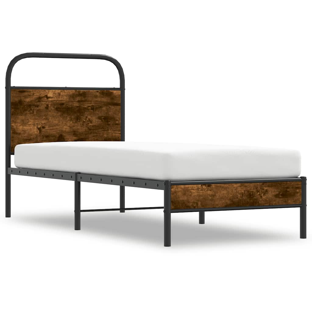 Bed Frame Without Mattress 75x190 cm Smoked Oak Engineered Wood