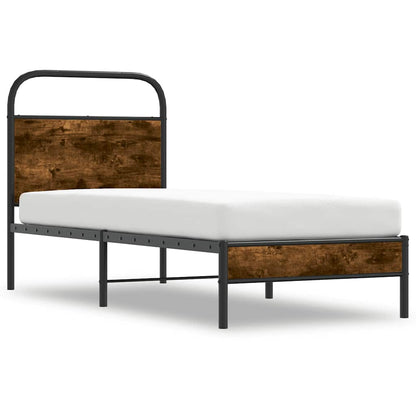 Bed Frame Without Mattress 75x190 cm Smoked Oak Engineered Wood