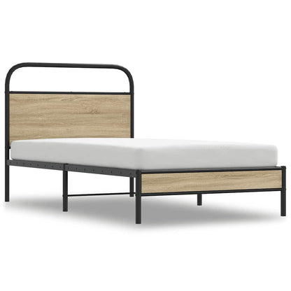 Bed Frame Without Mattress 90x200 cm Smoked Oak Engineered Wood