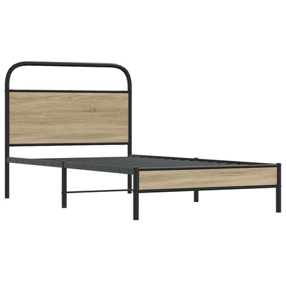 Bed Frame Without Mattress 90x200 cm Smoked Oak Engineered Wood