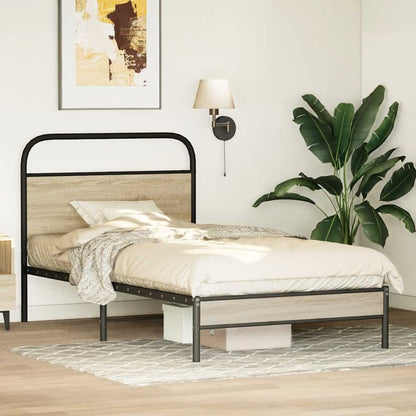 Bed Frame Without Mattress 90x200 cm Smoked Oak Engineered Wood