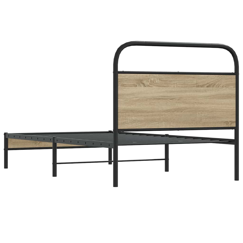 Bed Frame Without Mattress 90x200 cm Smoked Oak Engineered Wood