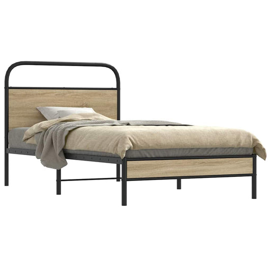 Bed Frame Without Mattress 90x200 cm Smoked Oak Engineered Wood