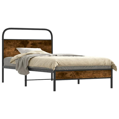 Bed Frame Without Mattress 107x203 cm Smoked Oak Engineered Wood