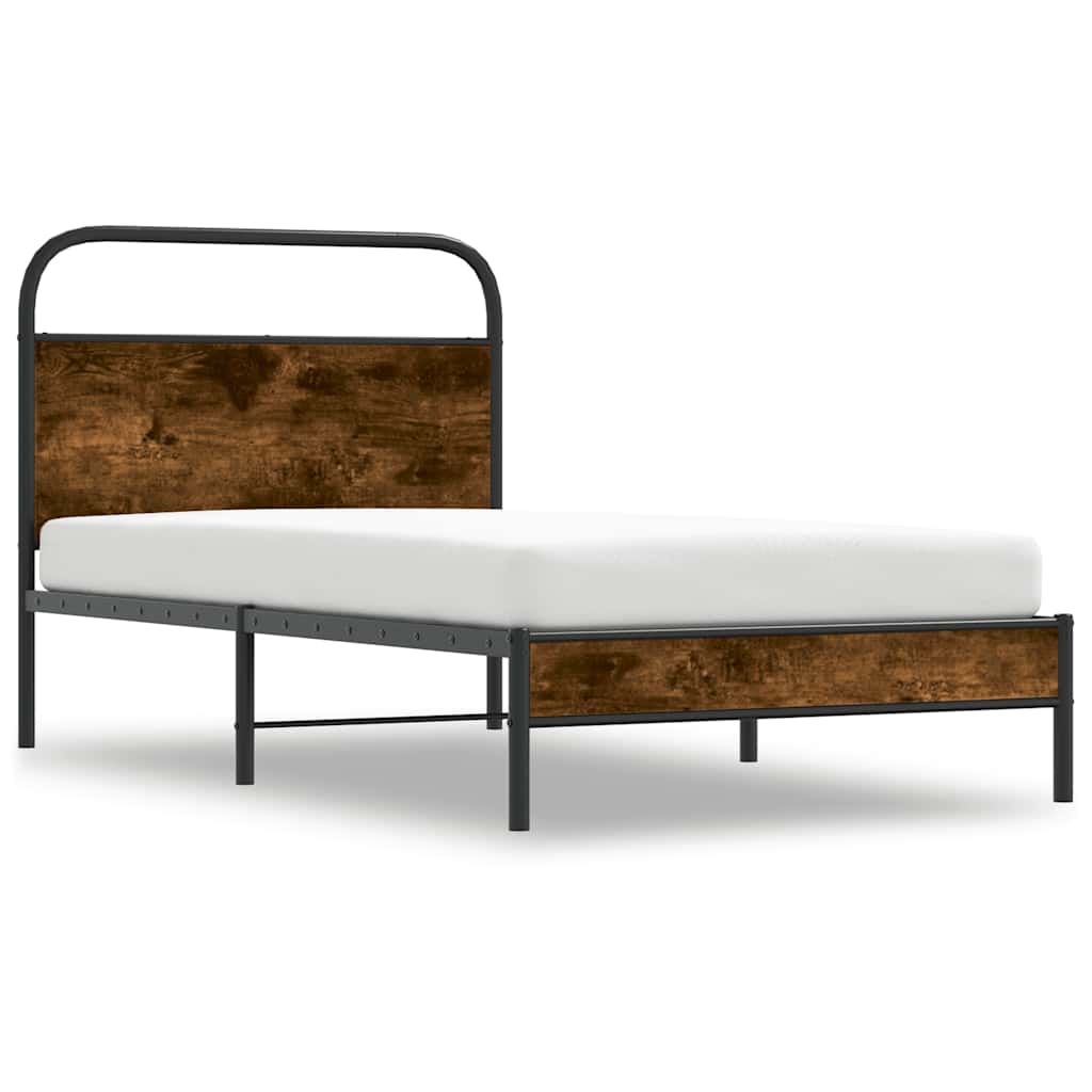 Bed Frame Without Mattress 107x203 cm Smoked Oak Engineered Wood