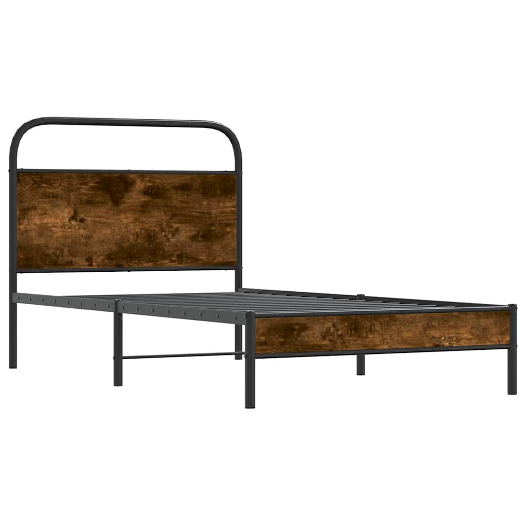 Bed Frame Without Mattress 107x203 cm Smoked Oak Engineered Wood