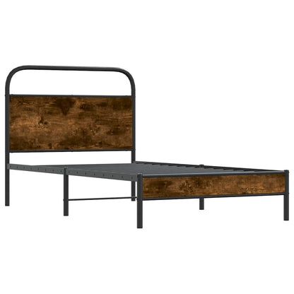 Bed Frame Without Mattress 107x203 cm Smoked Oak Engineered Wood