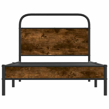Bed Frame Without Mattress 107x203 cm Smoked Oak Engineered Wood