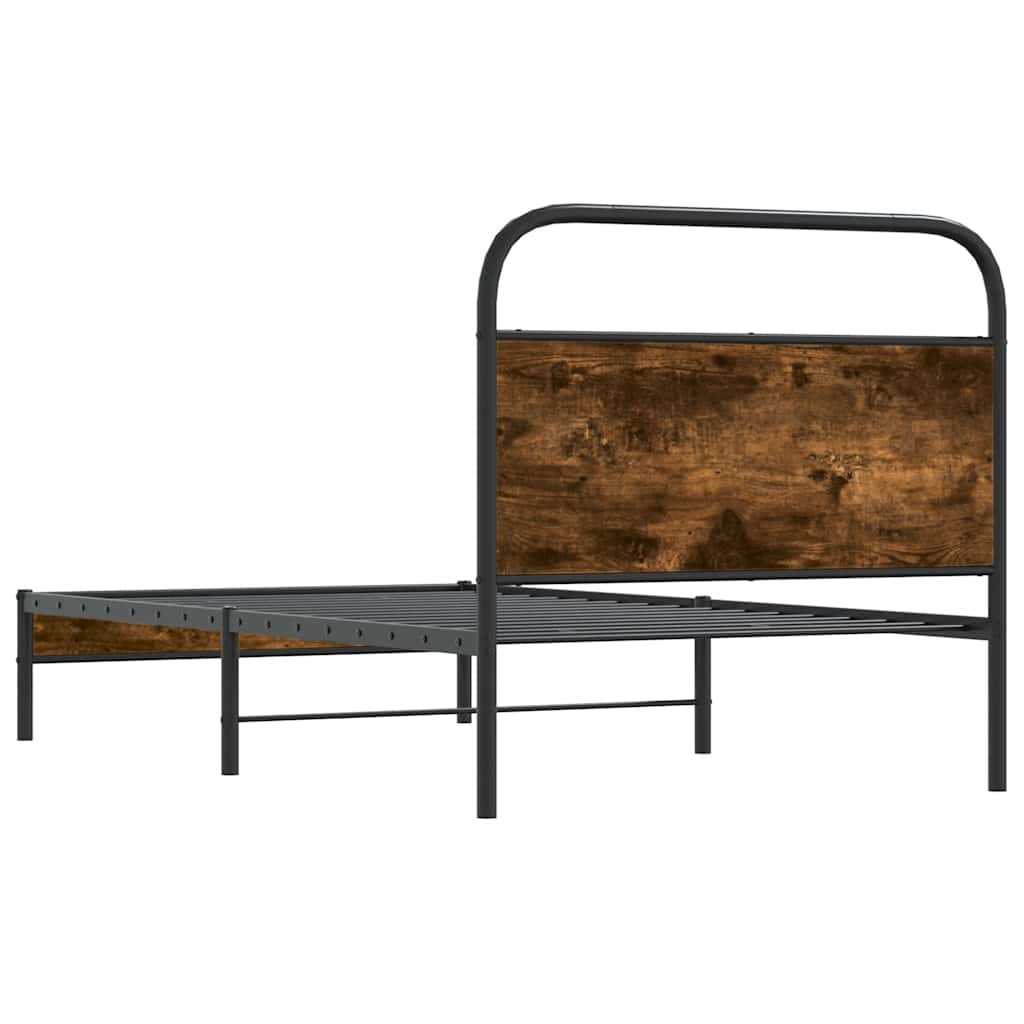 Bed Frame Without Mattress 107x203 cm Smoked Oak Engineered Wood