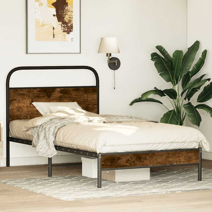 Bed Frame Without Mattress 107x203 cm Smoked Oak Engineered Wood