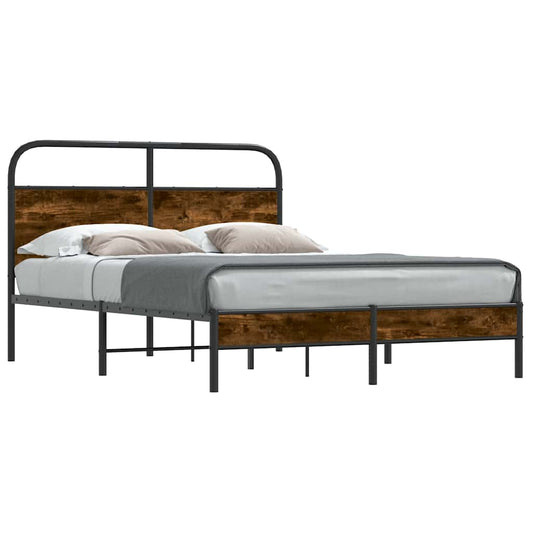 Bed Frame Without Mattress 120x200 cm Smoked Oak Engineered Wood