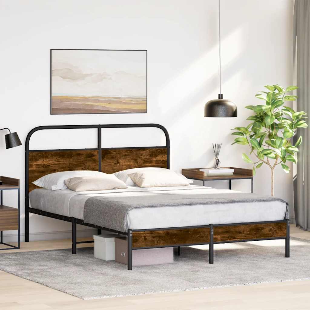 Bed Frame Without Mattress 120x200 cm Smoked Oak Engineered Wood